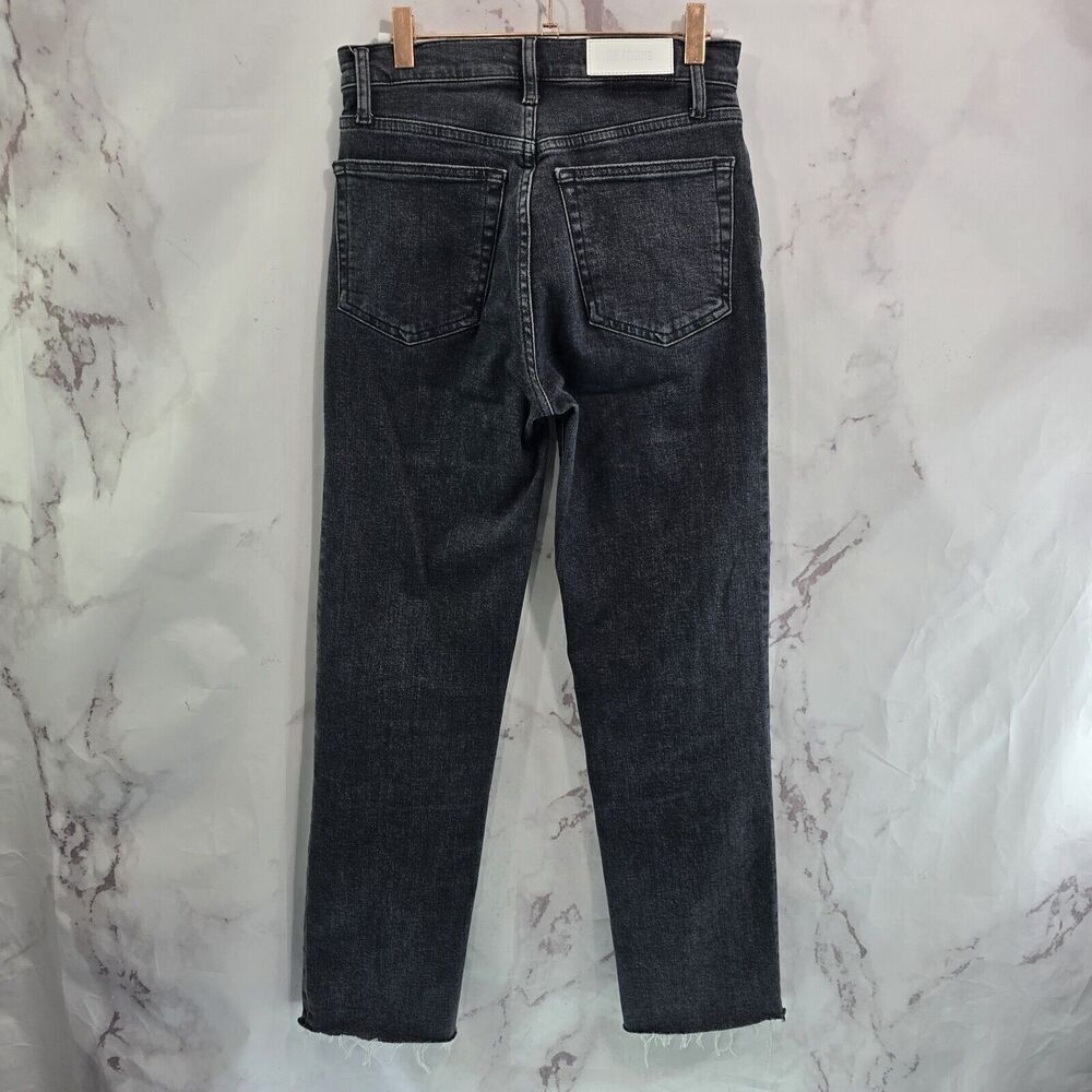 Levis Jeans Women 27 Black RE DONE 70s Stove Pipe Stoned Noir Straight Button